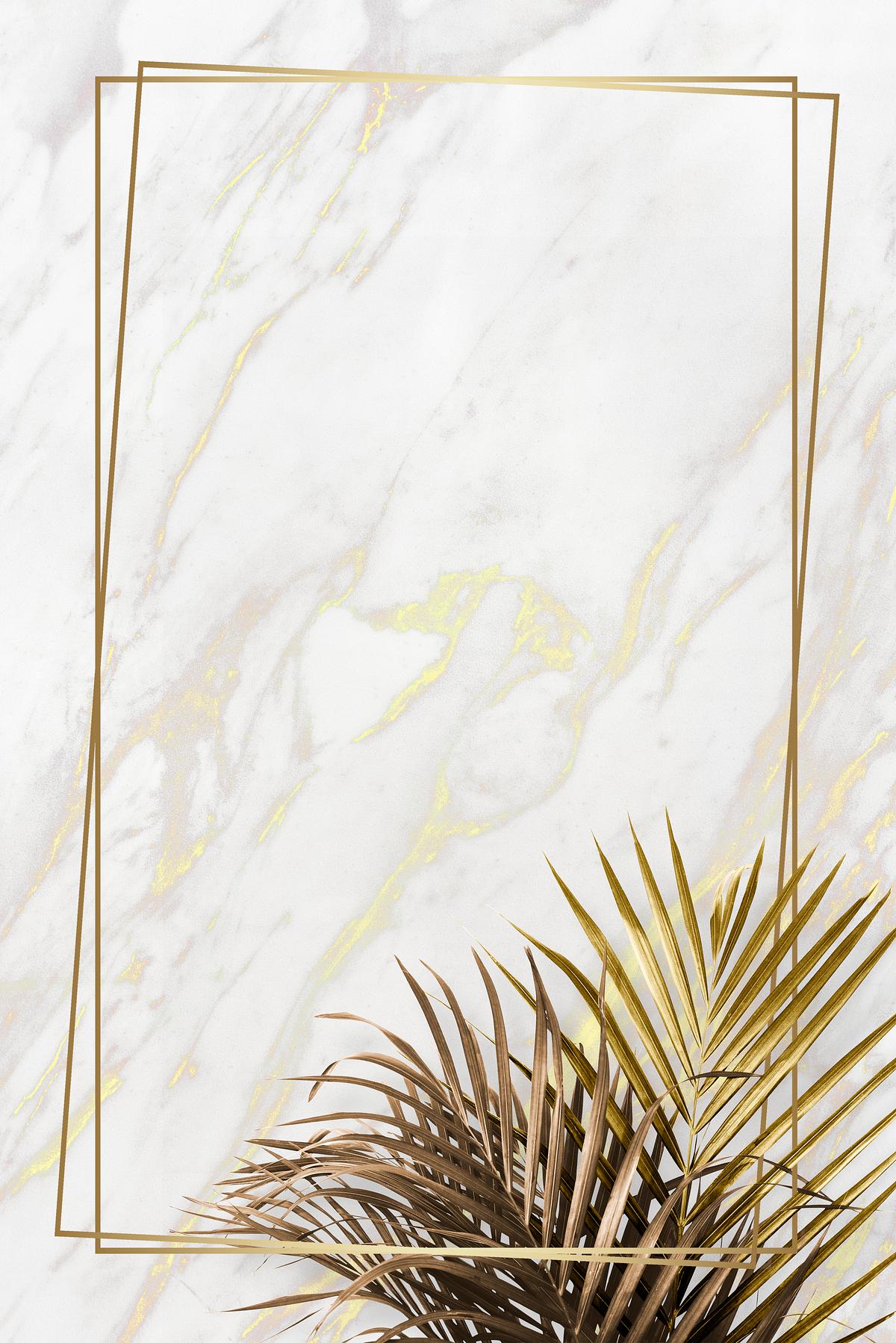 Golden frame on marble background | Royalty free stock