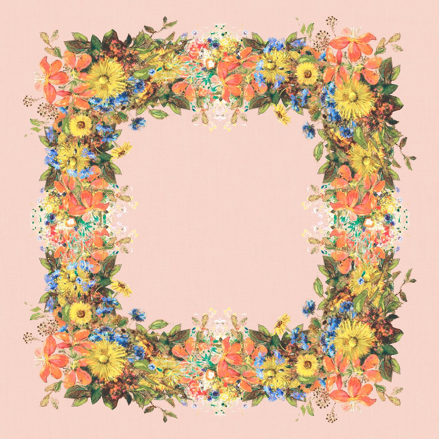 Classic floral frame Square shaped floral frame on a wall textured background illustration