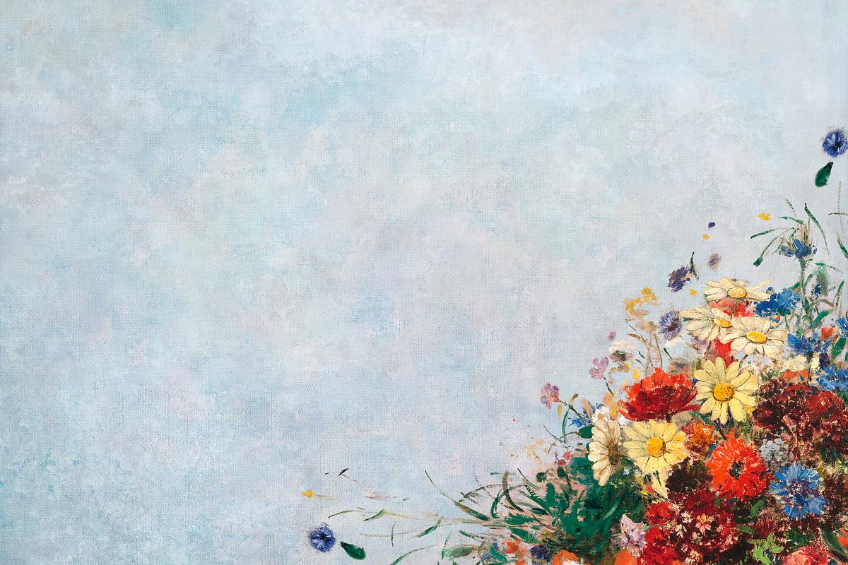 Blue floral wall textured background | Premium PSD Illustration - rawpixel