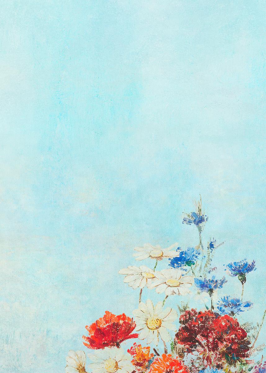 Blue floral wall textured background | Free Photo - rawpixel