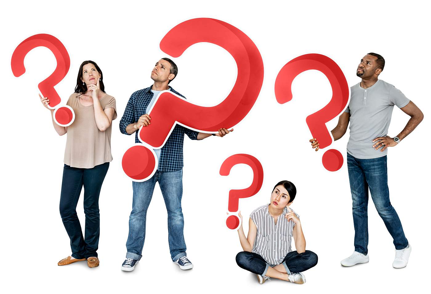 Download Diverse people holding question mark icons | Royalty free psd mockup - 469416