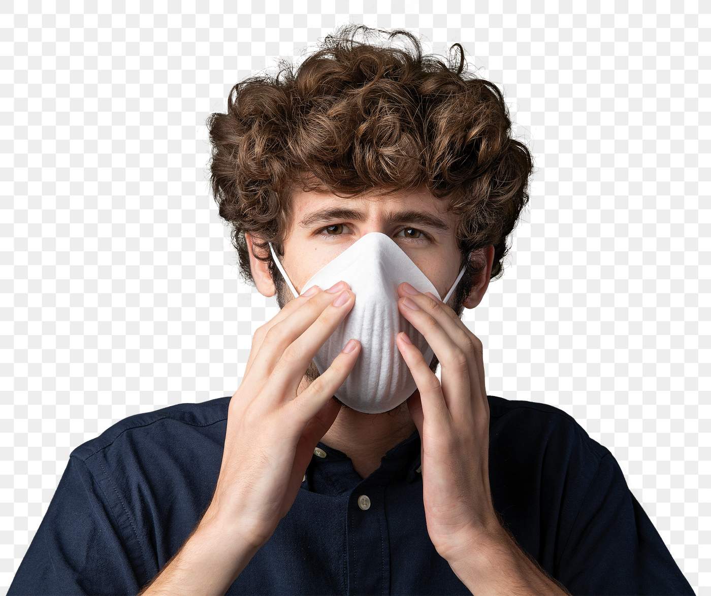 Download Man wearing a N95 mask mockup png | Free transparent png - 2210633