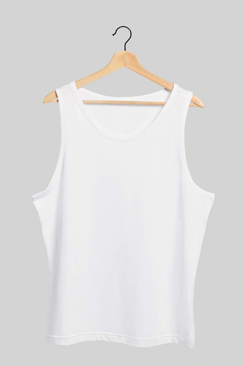 Download Women's white tank top mockup on a hanger