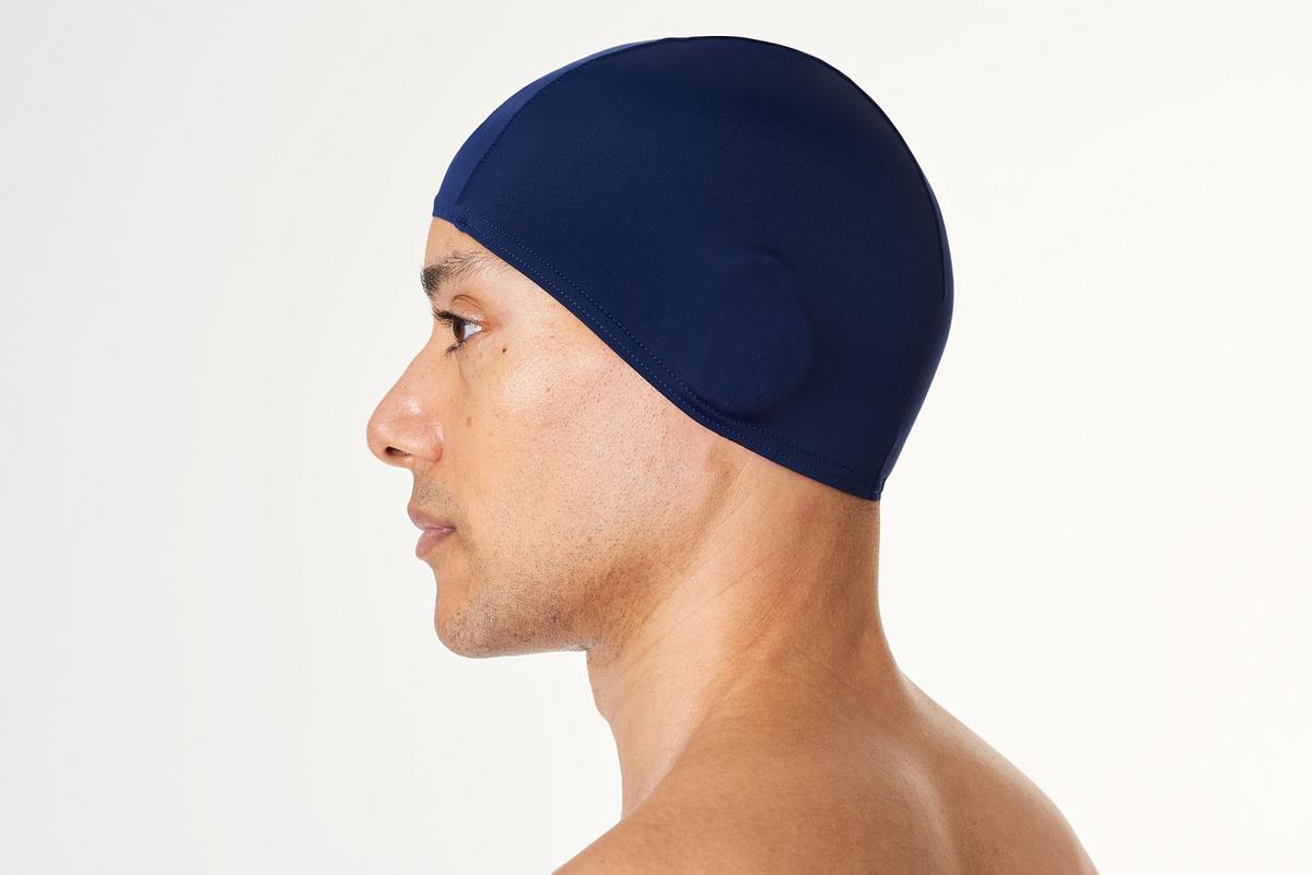Men S Navy Blue Swimming Cap Mockup Royalty Free Stock Psd Mockup High Resolution Design