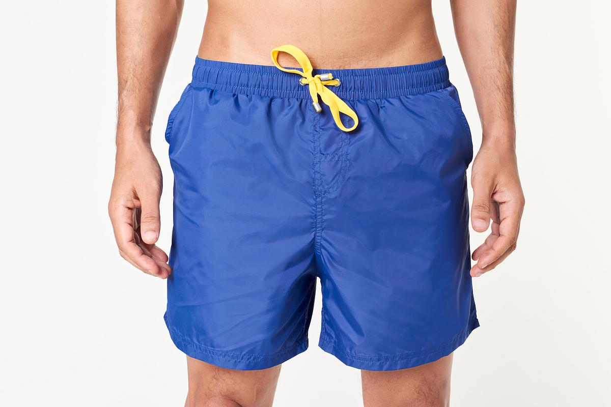Download Men S Swimming Shorts Mockup Blue Boardshorts Royalty Free Stock Psd Mockup High Resolution Design