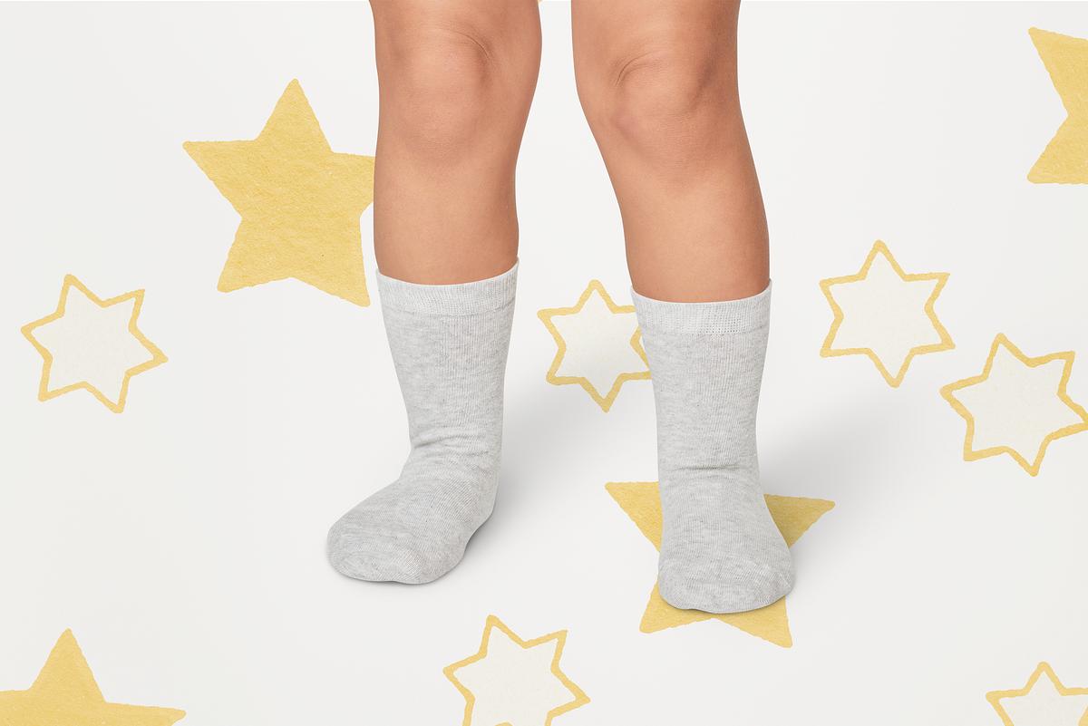 Download Kid S White Socks Mockup Psd In Studio Royalty Free Stock Illustration High Resolution Graphic