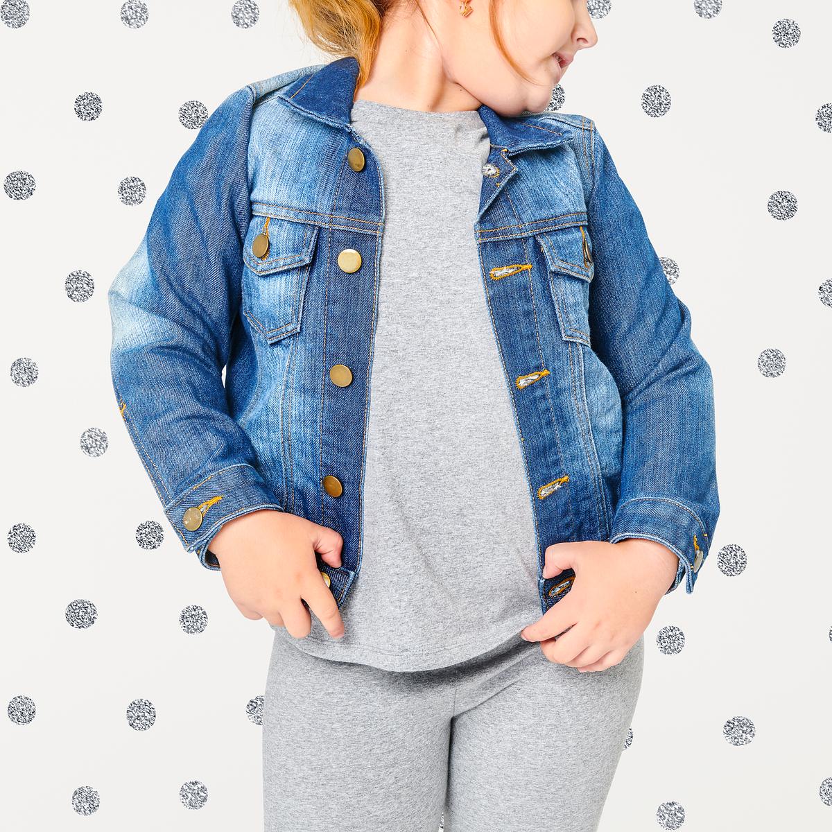 Download Girl S Blue Denim Jacket Psd Mockup In Studio Royalty Free Stock Illustration High Resolution Graphic