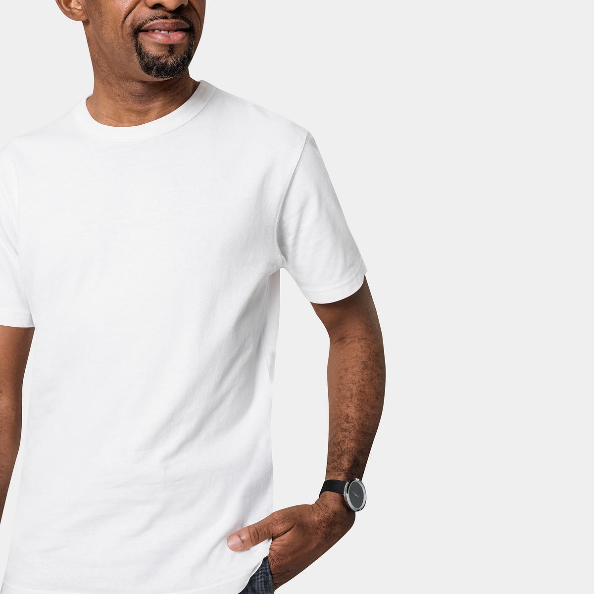 White t-shirt mockup psd on African | Premium PSD Mockup - rawpixel