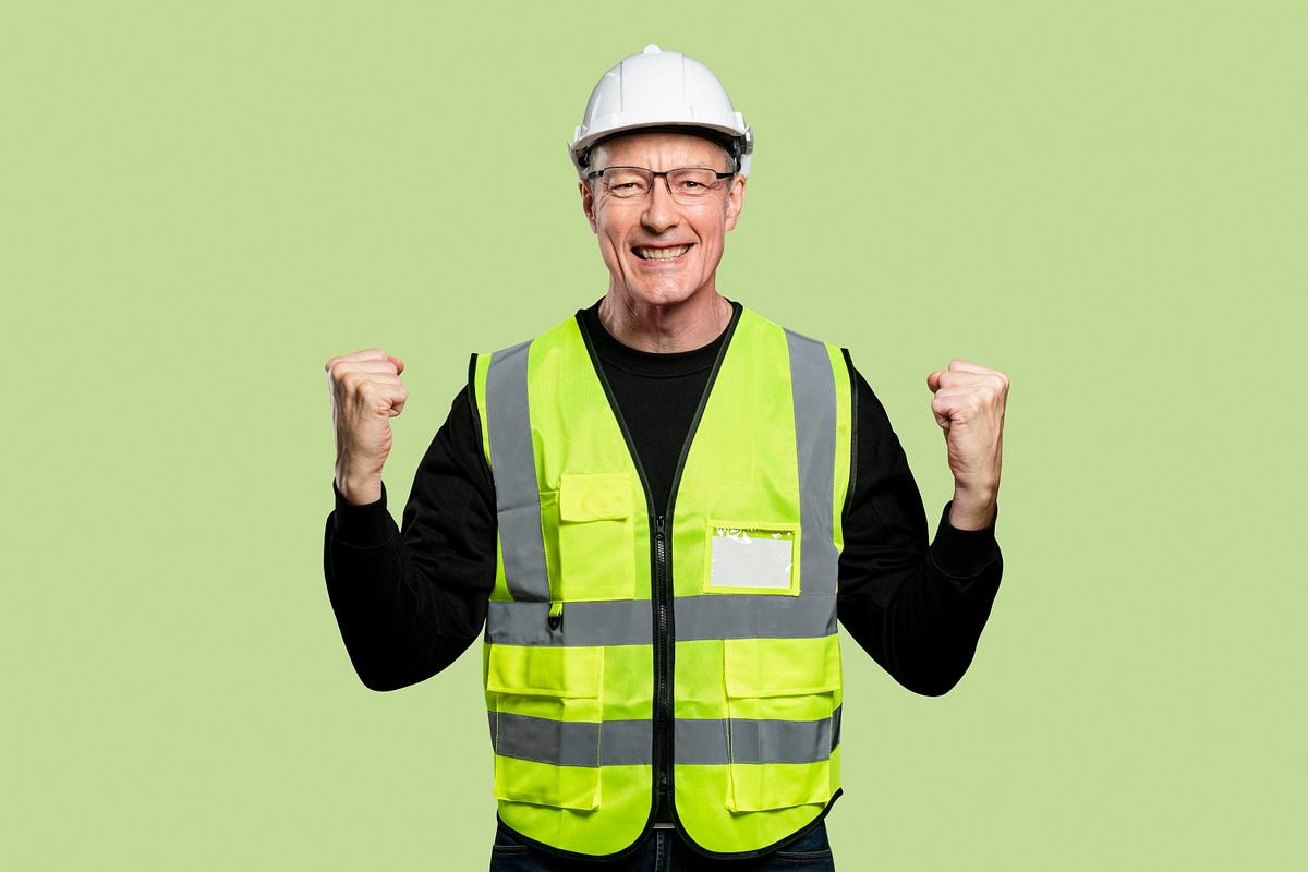 Download Cheerful Male Engineer Mockup Psd In A Royalty Free Stock Photo High Resolution Image