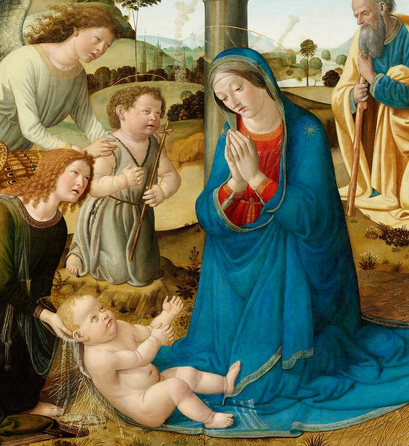 The Adoration of the Christ Child (ca. 1485–507) by Cosimo Rosselli. Original from The Rijksmuseum. Digitally enhanced…