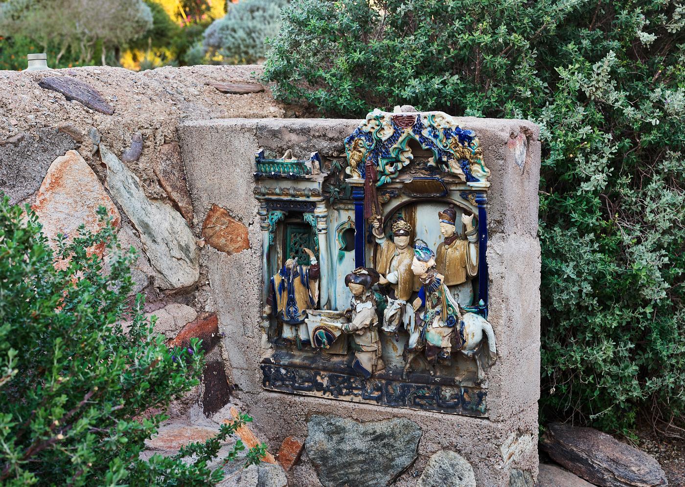 Carol M. Highsmith's Arizona Photograph One of several Chinese ceramic theatre friezes at Taliesin West, renowned architect Frank Lloyd Wright's winter home and...
