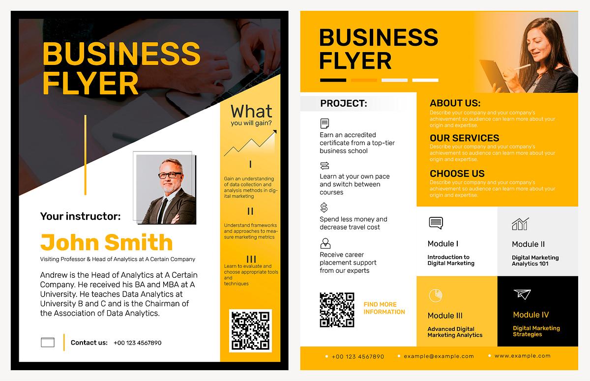 Editable business flyer template psd in yellow modern design