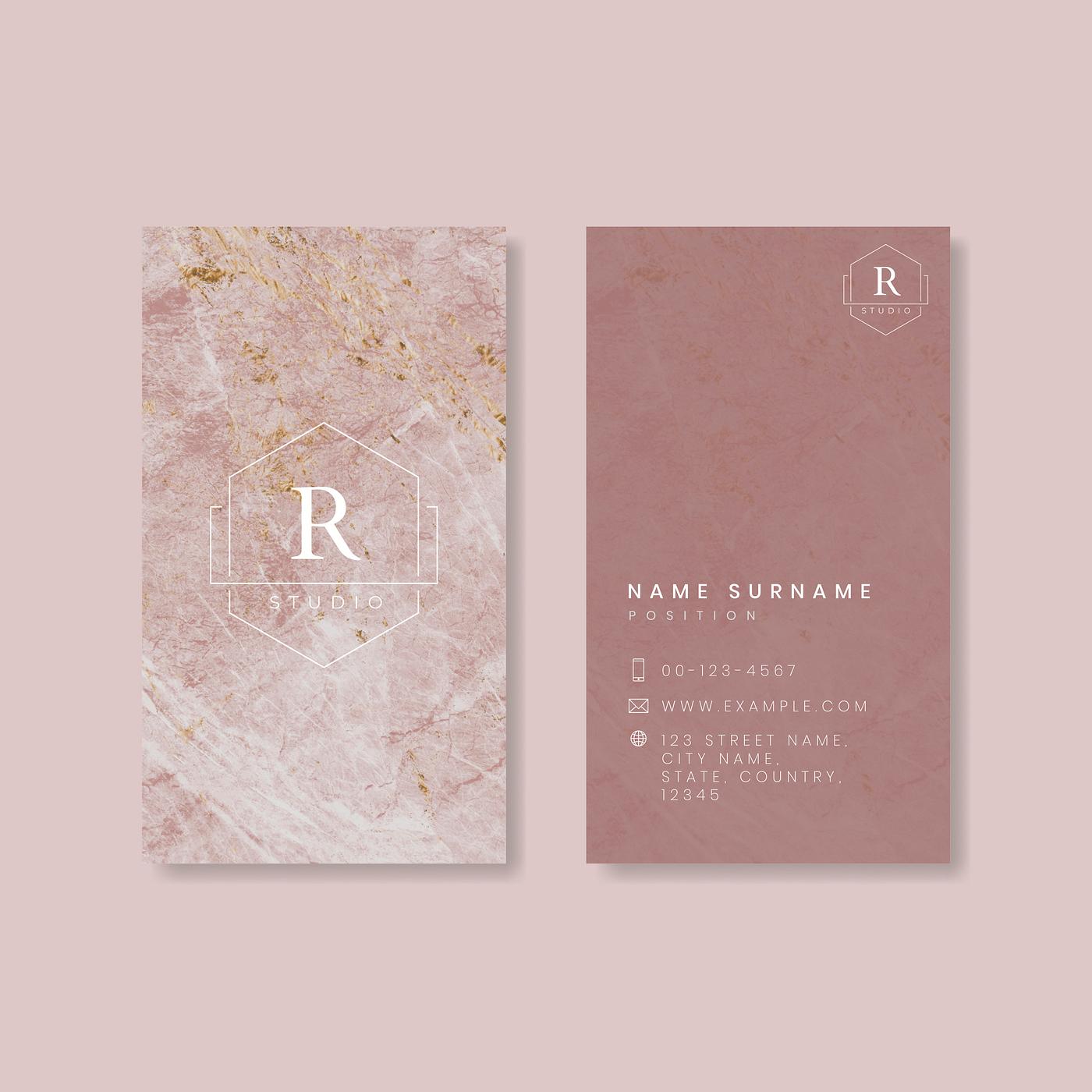Pink marble business card design vector Pink marble business card design vector