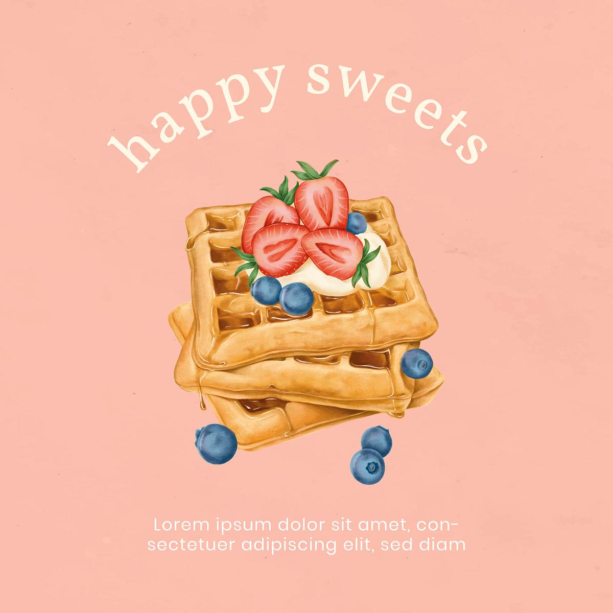 Hand Drawn Waffles Instagram Ad Free Vector Template Rawpixel Hand Drawn Waffles Instagram Ad Free Vector Template Rawpixel