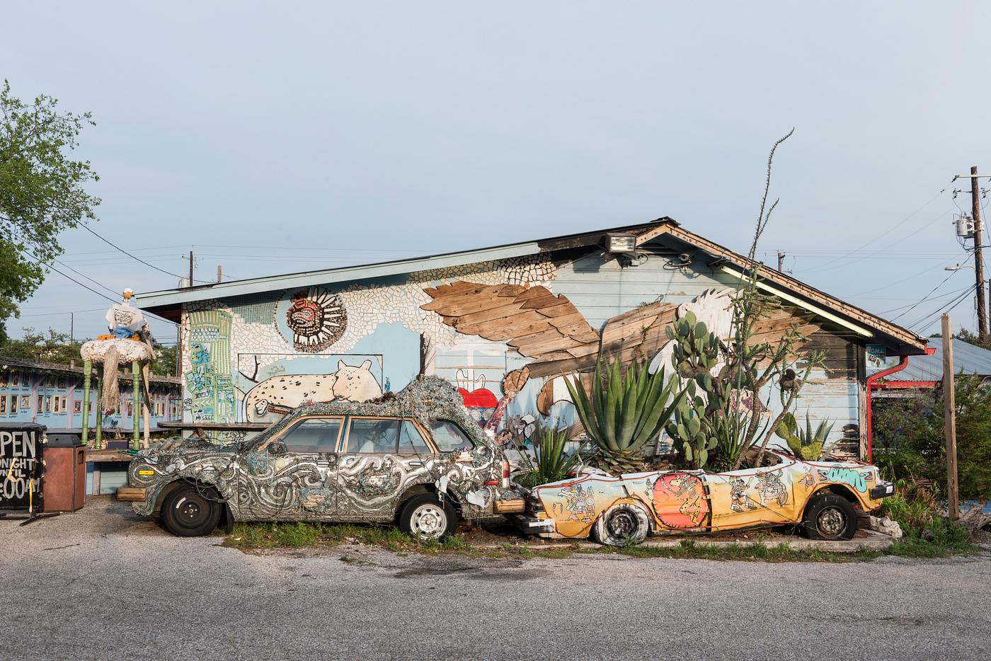 Some would call this eclectic, others funky, art in the vibrant South Austin neighborhood of the state capital. Original... Some would call this eclectic, others funky, art in the vibrant South Austin neighborhood of the state capital. Original...