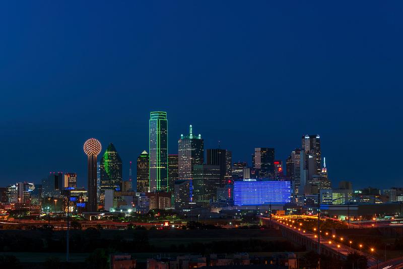 Carol M. Highsmith’s Texas Photograph Dusk view of the Dallas, Texas skyline. Original image from Carol M. Highsmith’s America, Library of Congress…