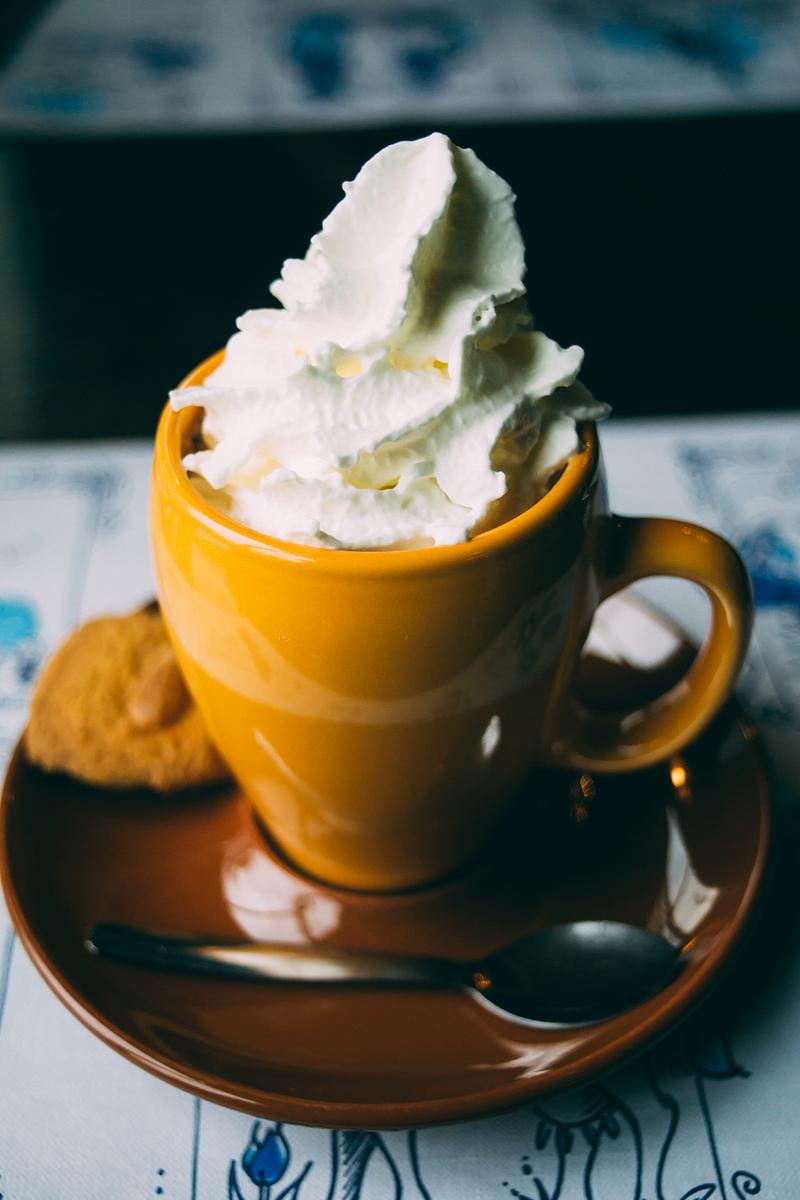 Hot chocolate topped with whipped cream.… | Free public domain photo Hot chocolate topped with whipped cream. Original public domain image from Wikimedia Commons