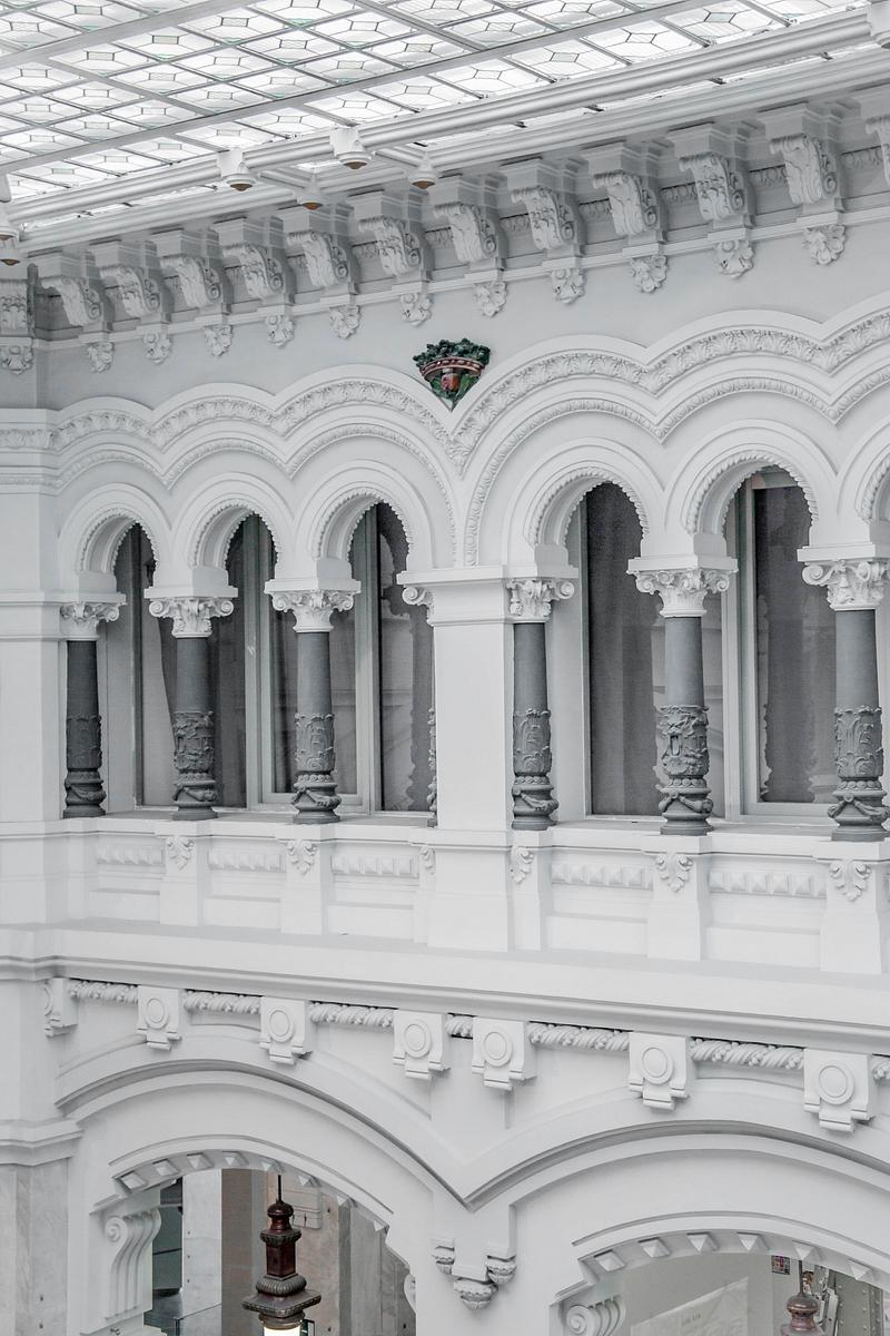 The facade of a building in Madrid has the… | Free public domain photo The facade of a building in Madrid has the classical architecture with Corinthian columns.. Original public domain image from…