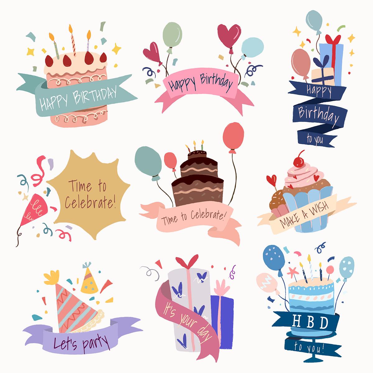 Celebration template sticker, birthday party | Premium Vector - rawpixel