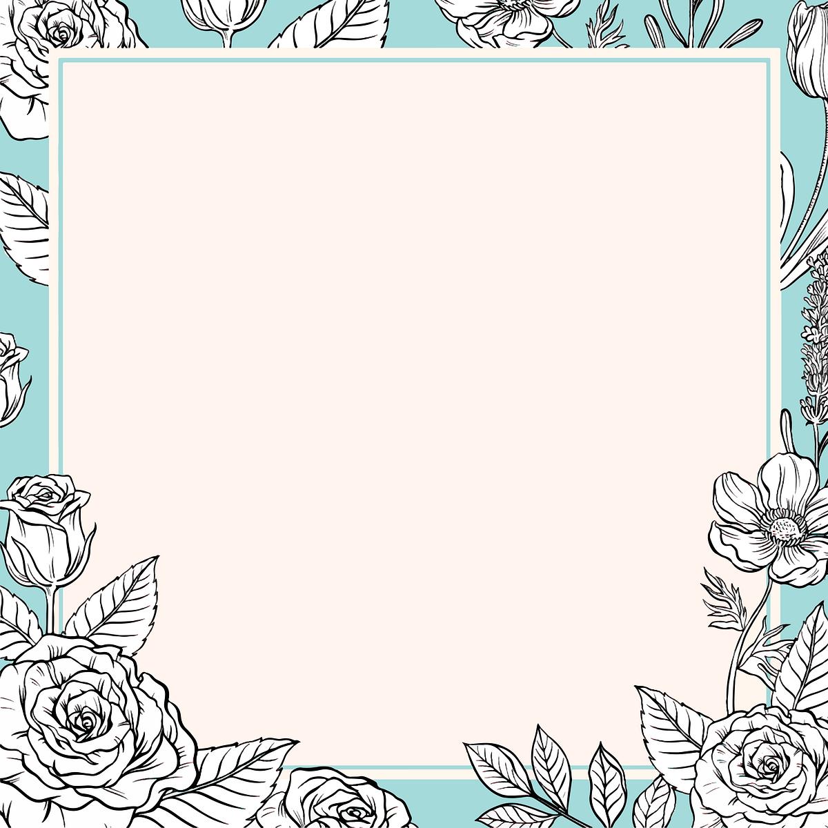 Vintage flower frame background, blue | Premium Vector - rawpixel