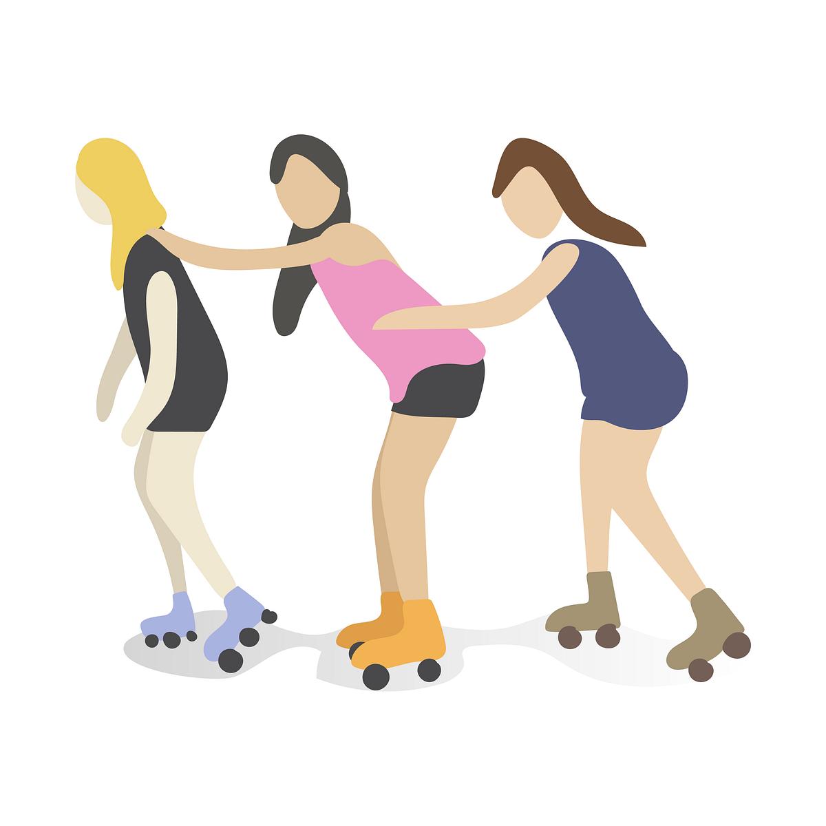 Character illustration of girls rollerskating | Free Vector - rawpixel
