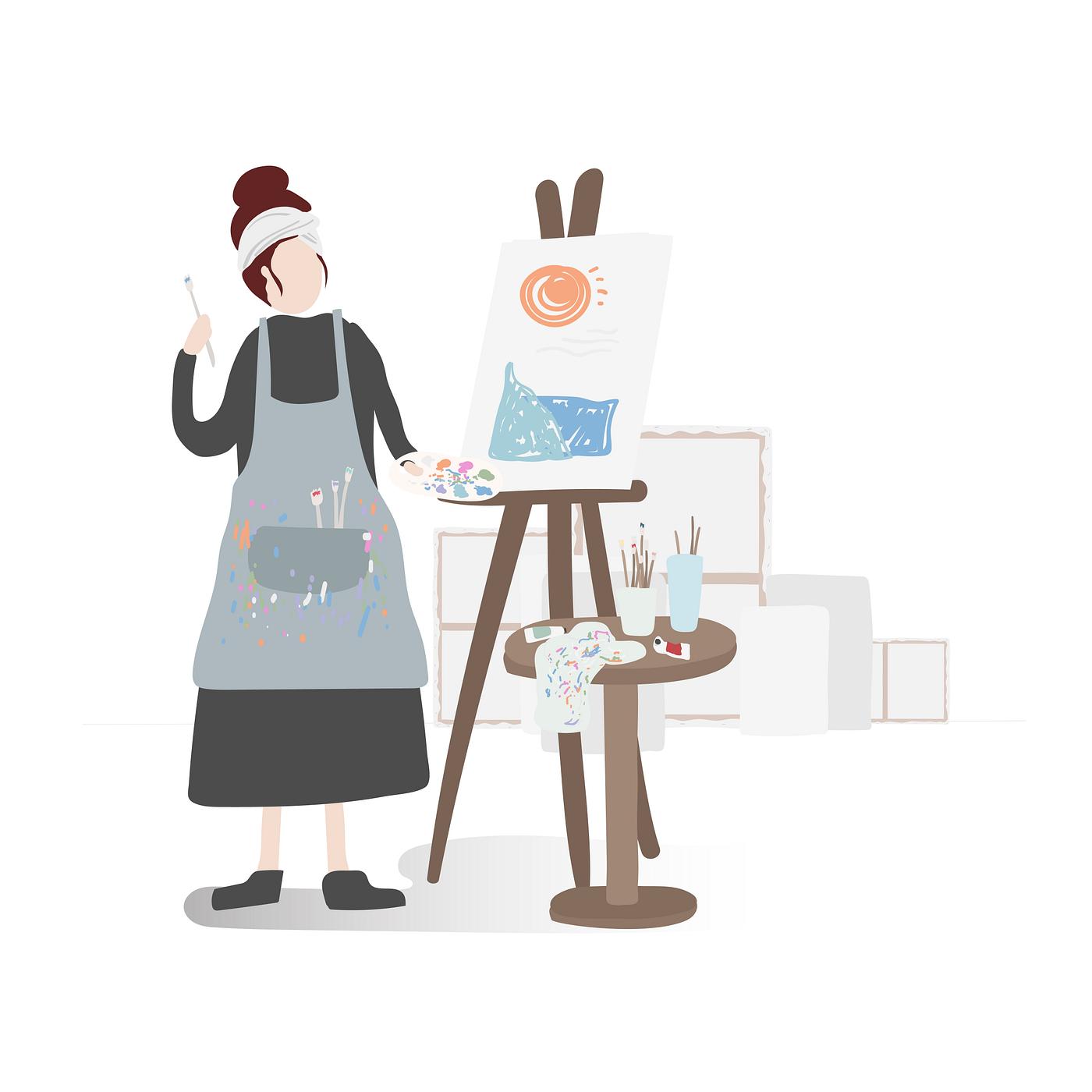 Ilustração de personagem de uma pintura de mulher