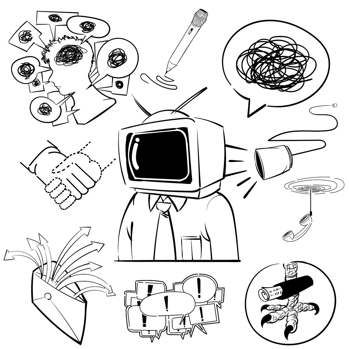Hand Drawing Illustration Set Of Communication Icons Free Illustration