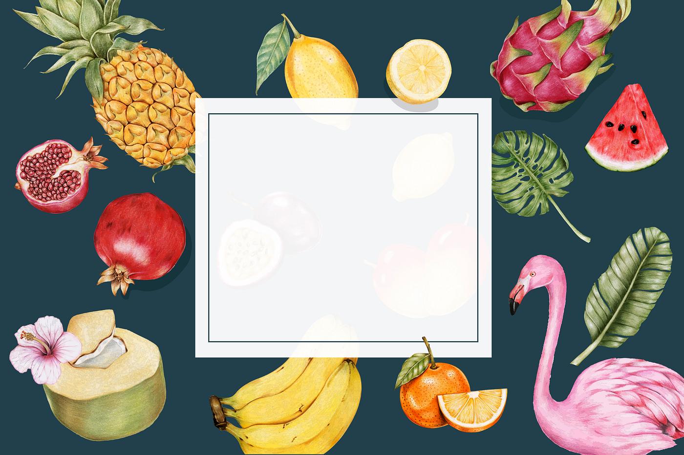 Illustration of tropical fruits watercolor style - flamingo, banana, farm, pineapple, watercolor, watermelon, agriculture,... Illustration of tropical fruits watercolor style - flamingo, banana, farm, pineapple, watercolor, watermelon, agriculture,...