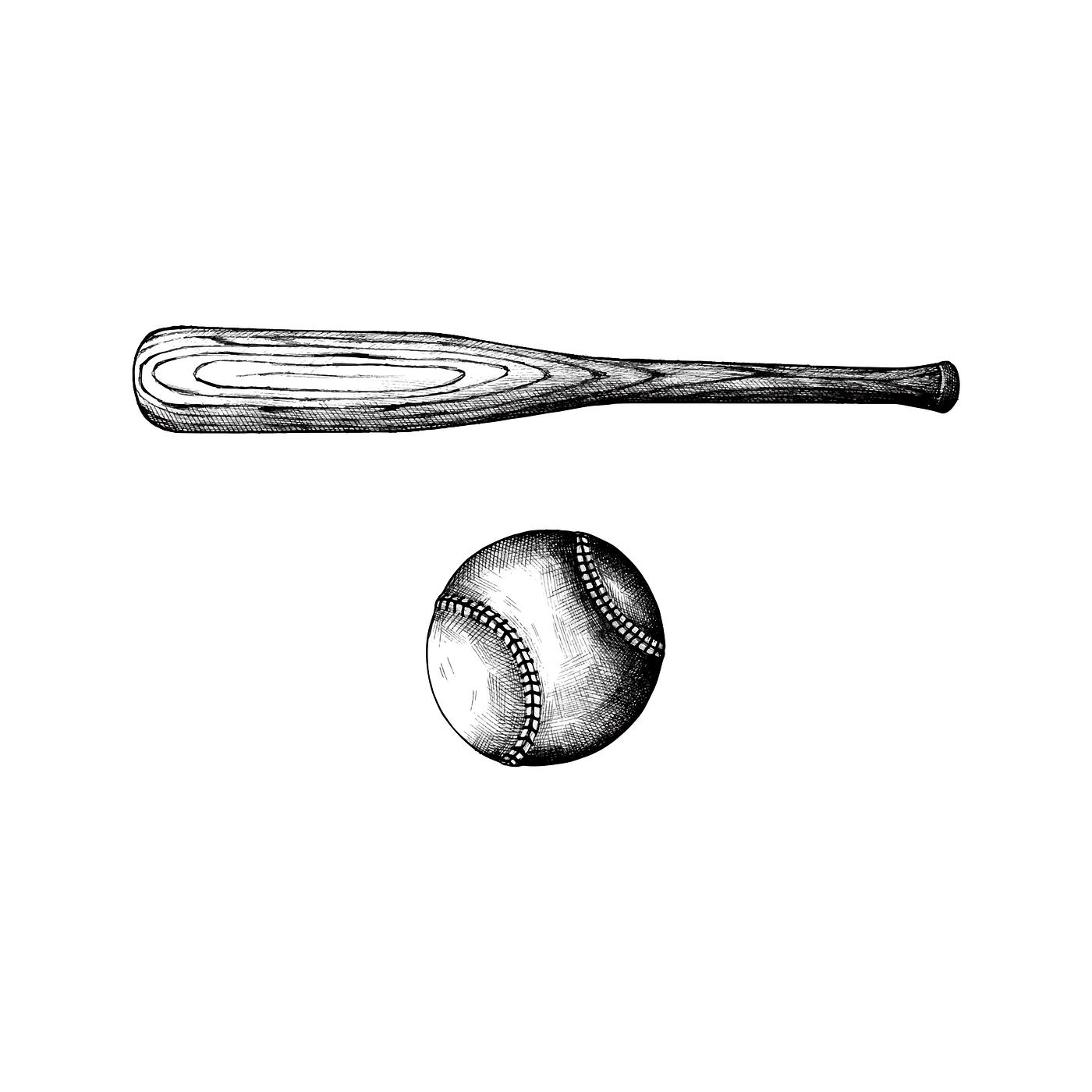 Hand drawn baseball bat and ball | Royalty free stock illustration - 410760