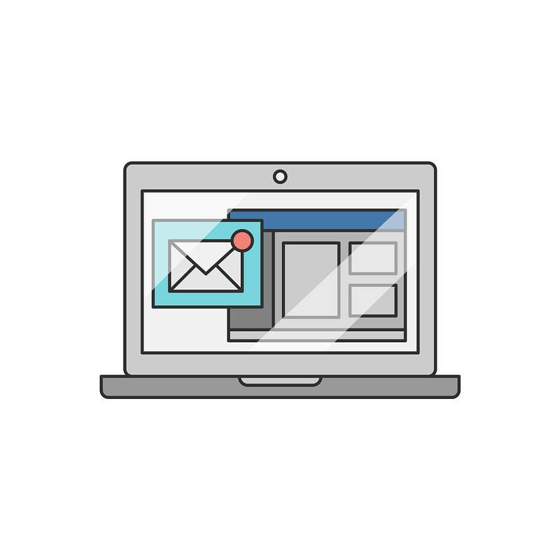 Illustration of a laptop with email