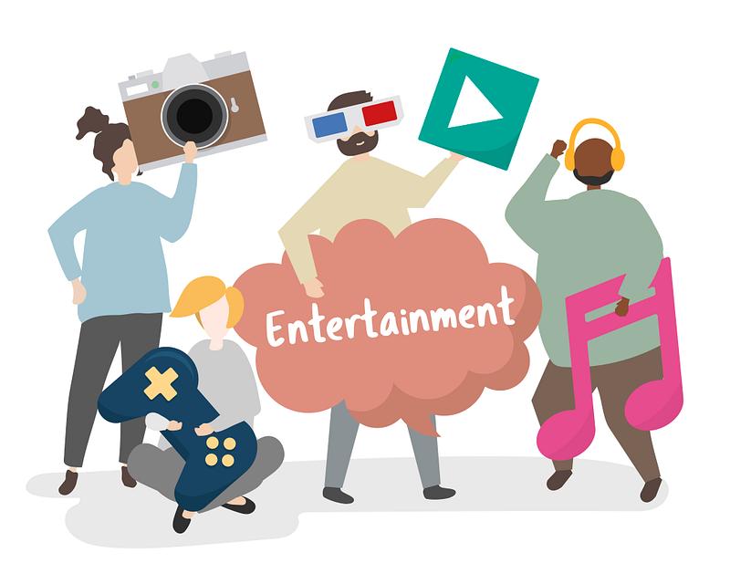 People holding entertainment concept icon illustration. 