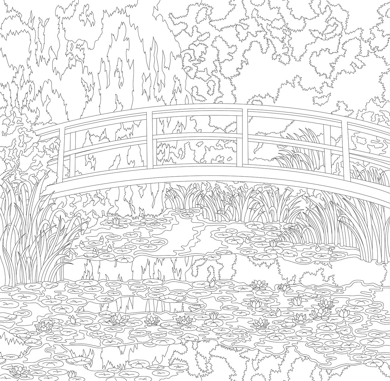 The Water Lily Pond 1899 By Claude Monet Adult Coloring