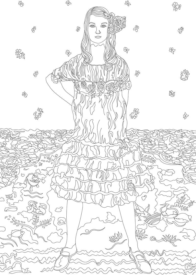 Free Adult Coloring Famous Paintings Royalty Free Stock