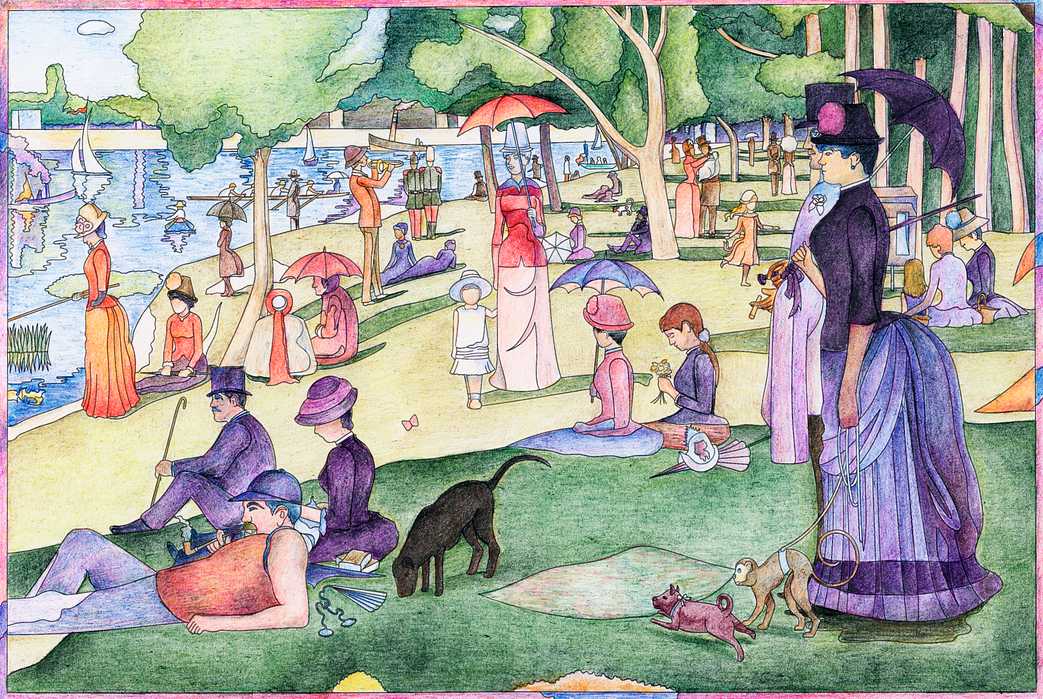 A Sunday on La Grande Jatte (1884) by Georges Seurat adult coloring page A Sunday on La Grande Jatte (1884) by Georges Seurat adult coloring page - 1884, a sunday on la grande jatte, adult coloring…
