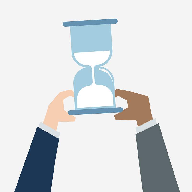 Illustration of hands holding a sandglass