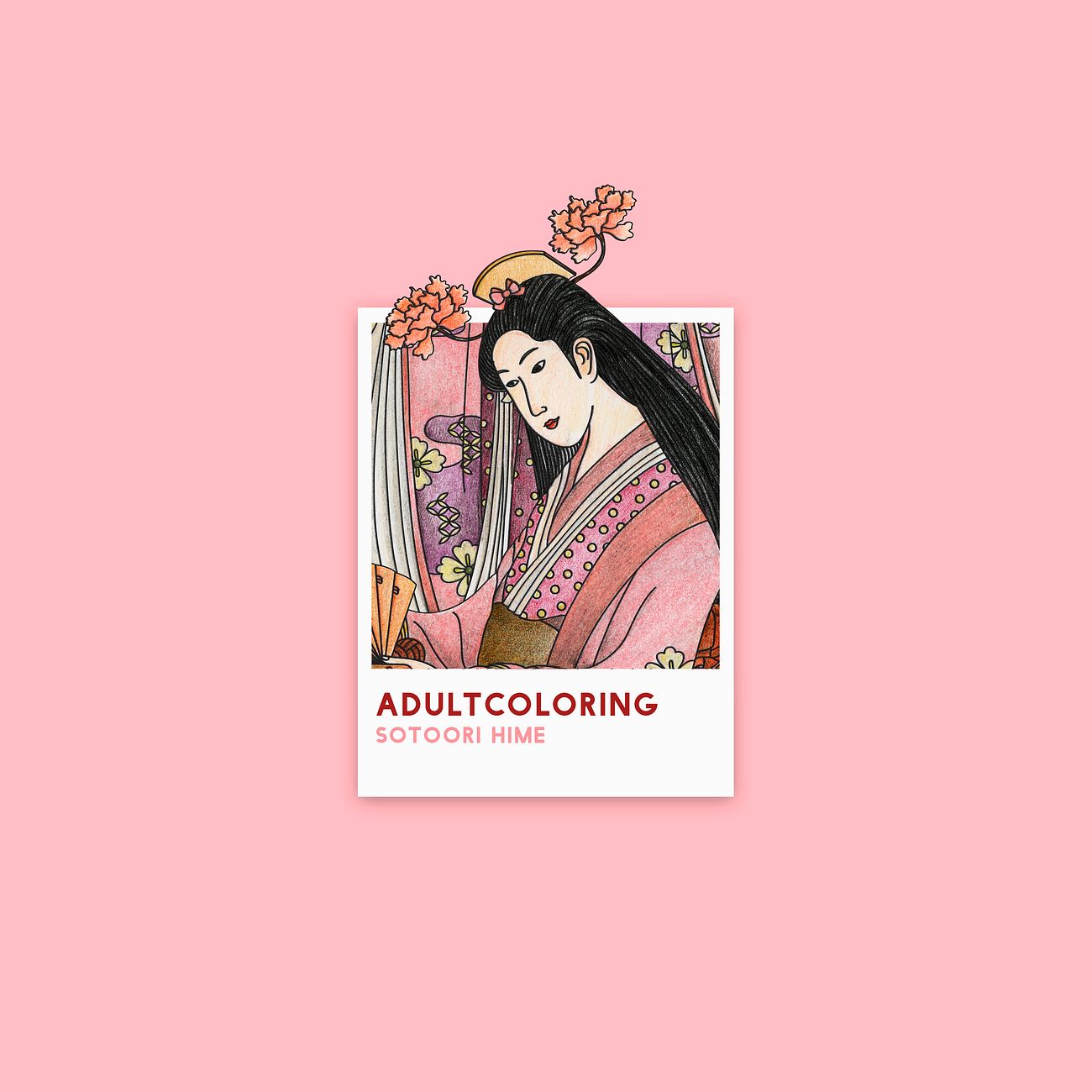 Sotoori Hime Adult Coloring Page Based On The Work Of Eishi