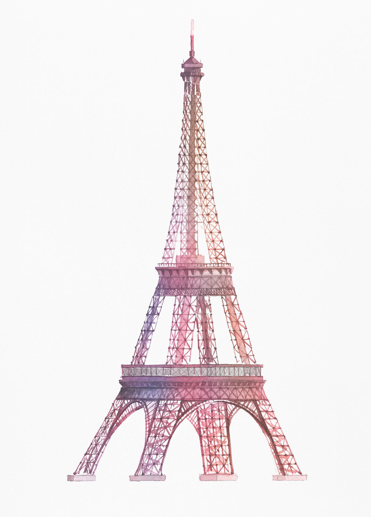 The Eiffel Tower Painted By Watercolor Royalty Free Illustration