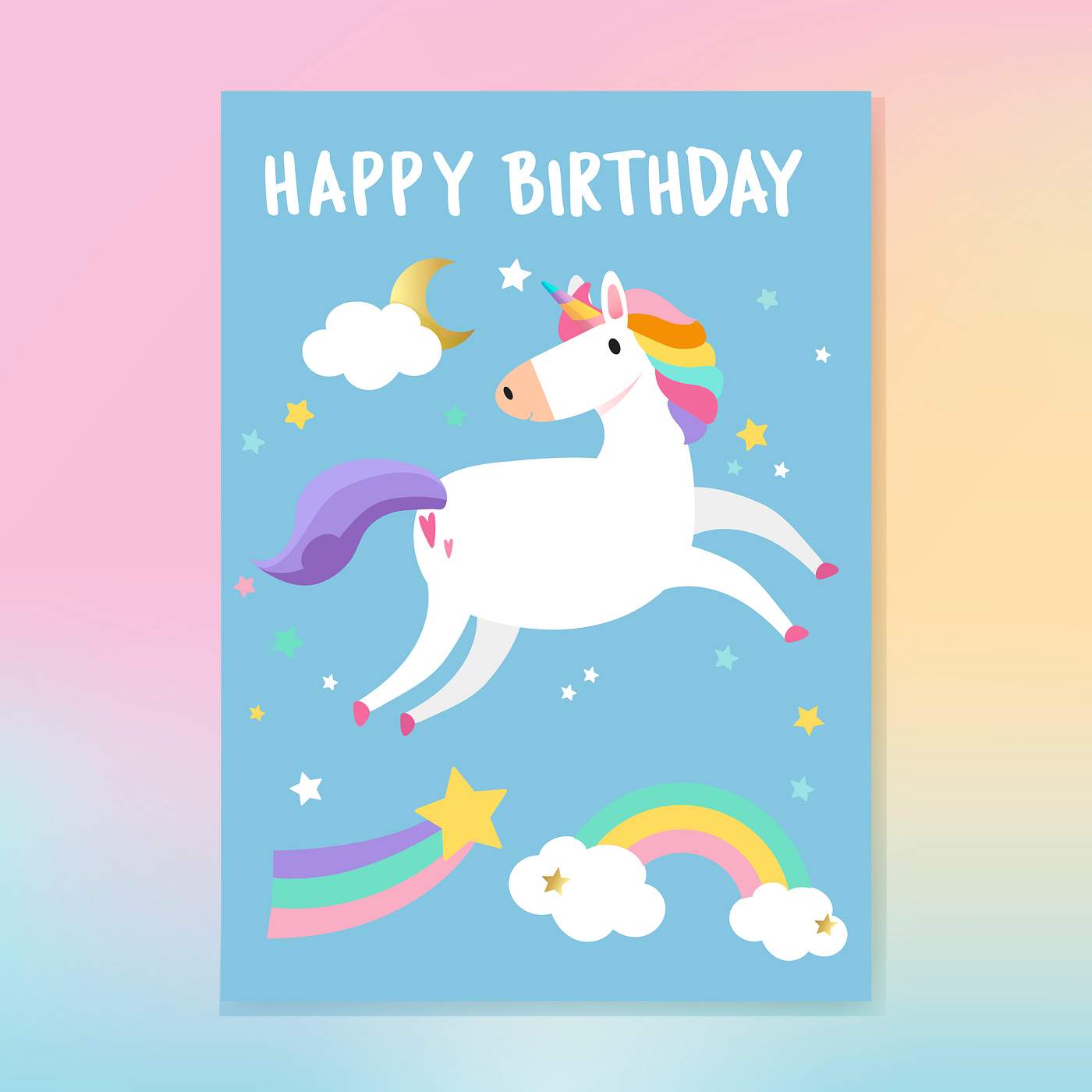 Download Happy birthday unicorn card vector | Free vector - 515590