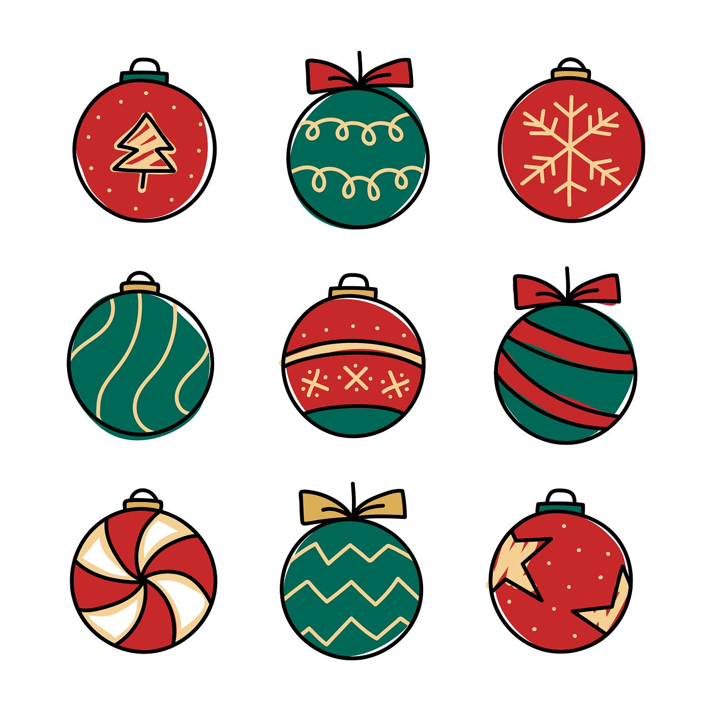 Download Christmas baubles drawing doodle style | Royalty free ...