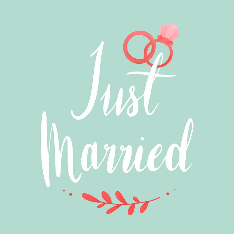 Just married typography vector in black. 