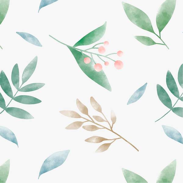 Watercolor Green Leaves Pattern Royalty Free Vector