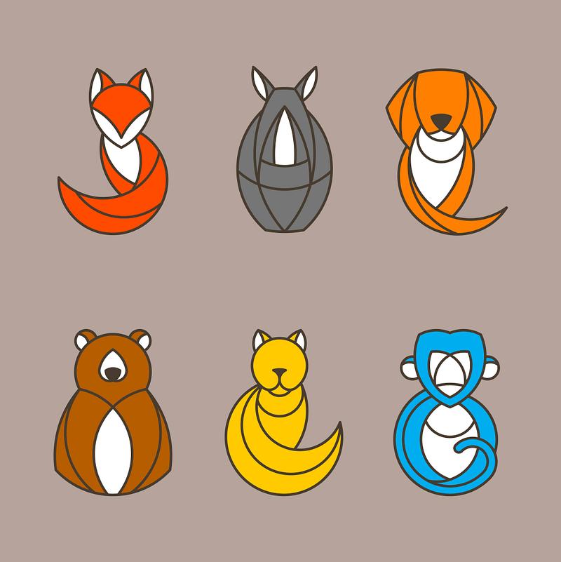 Cute party animals set | Royalty free stock vector - 1227272
