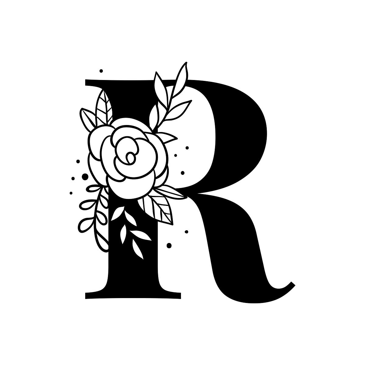 Letter R script psd floral Free PSD rawpixel