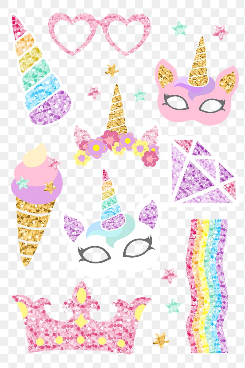 Download Cute unicorn photo booth party props vector | Free vector ...