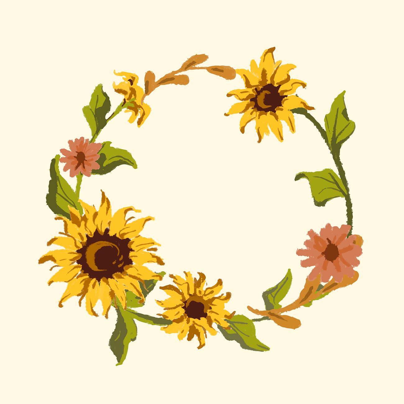 Download Sunflower wreath | Free vector - 558711
