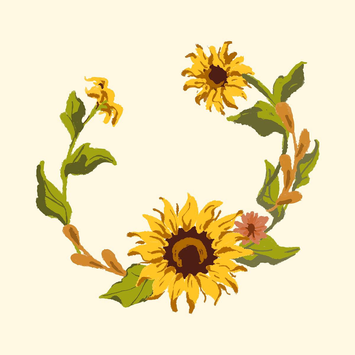 Sunflower wreath | Free stock illustration - 558710