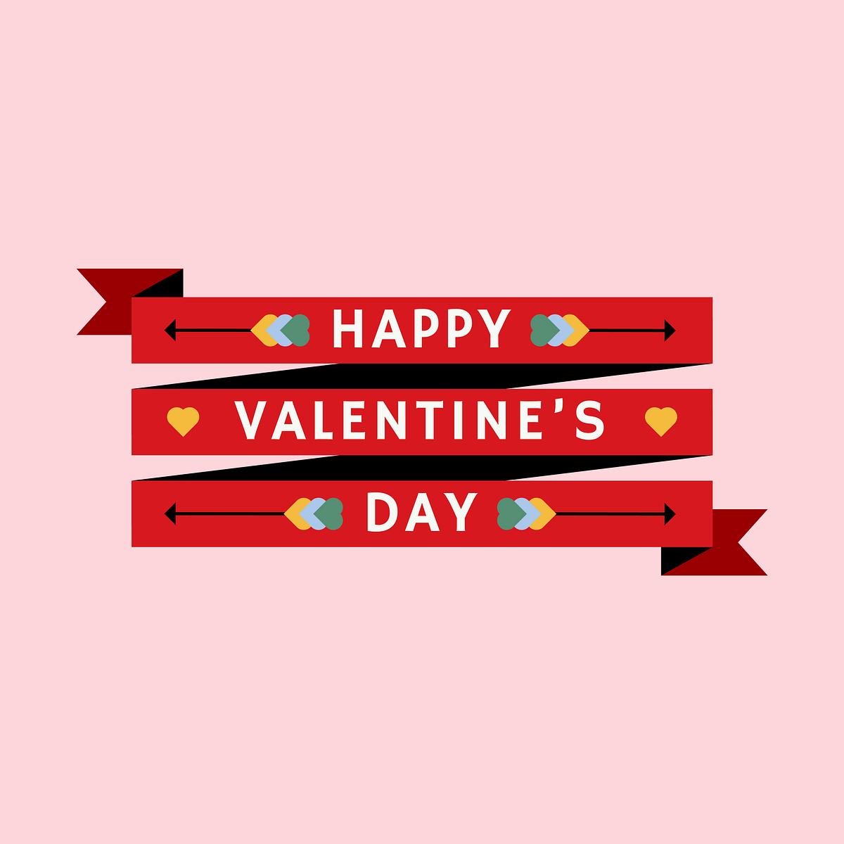 Happy Valentine's day banner vector Free Vector rawpixel