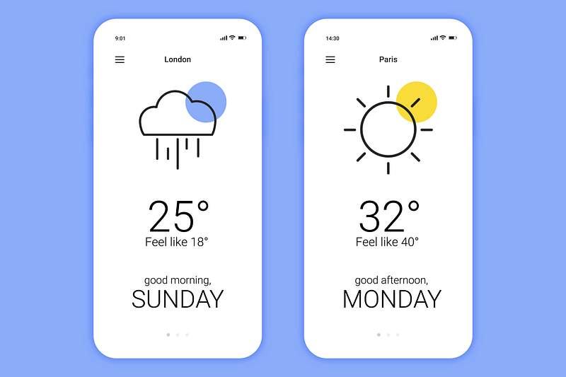 Weather phone application | Free stock vector | High Resolution design