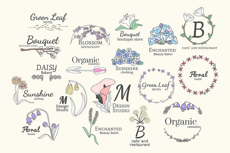 How To Create An Effective Restaurant Logo 3 Floral feminine logo design set vector