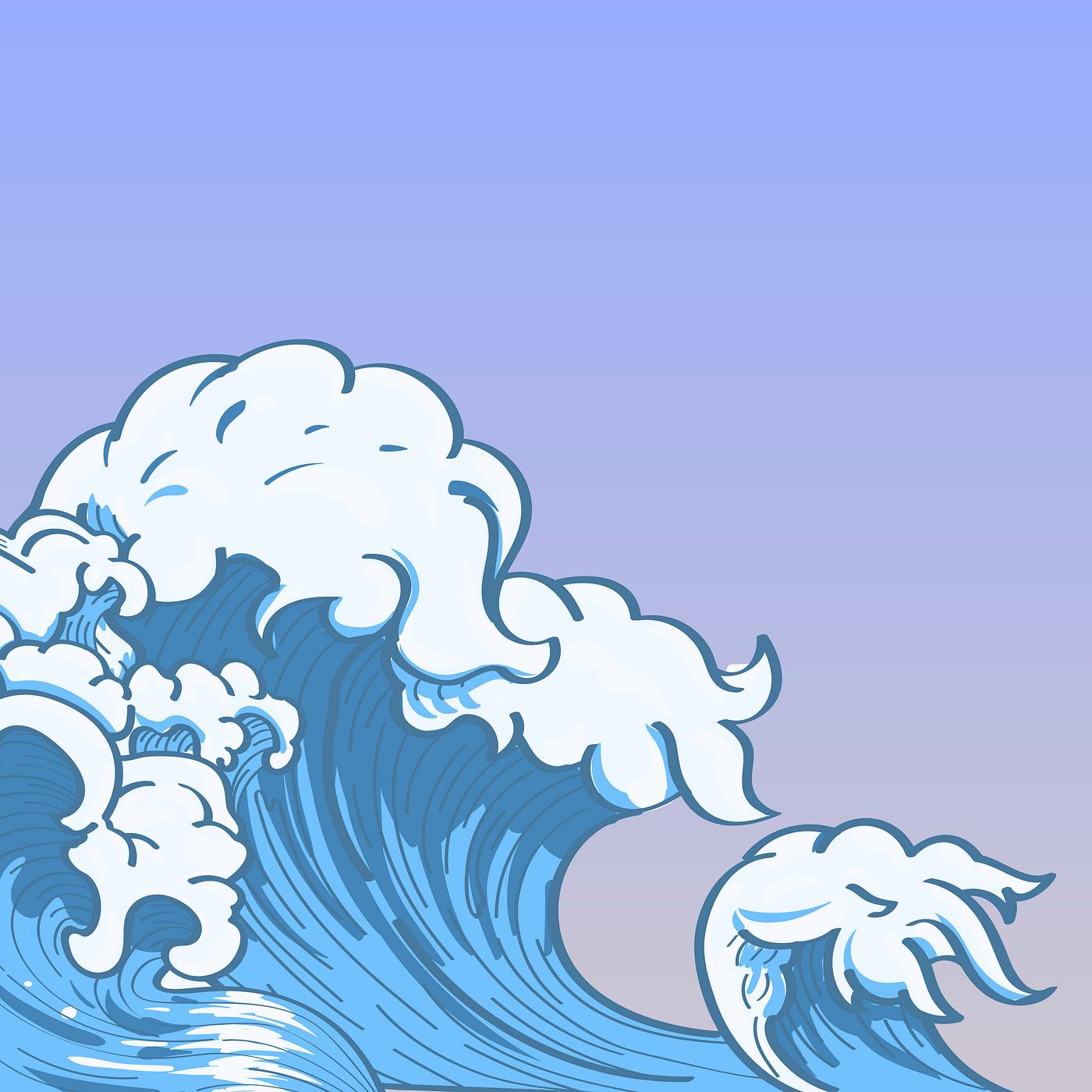 Japanese wave art doodle | Free vector - 843090